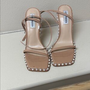 Steve Madden Nude Strappy Heels with Crystal Details